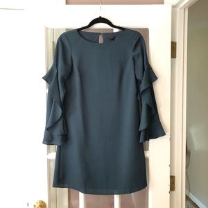 Ann Taylor Long Sleeve dress, teal, size 0 petite